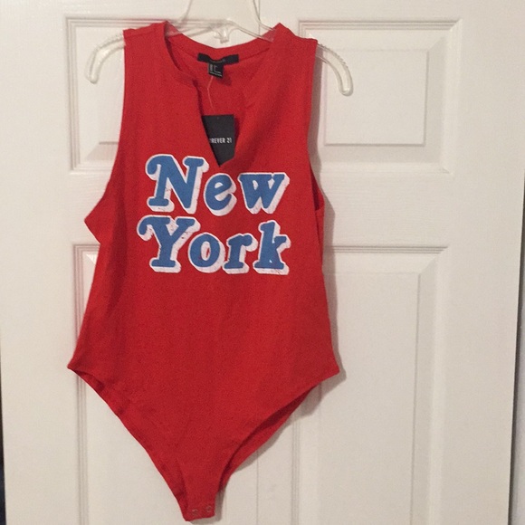 Forever 21 Tops - NWT Red New York Forever21 Bodysuit
